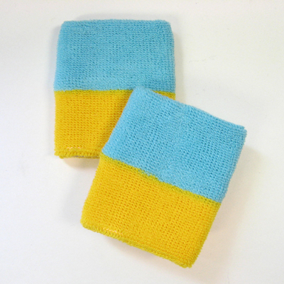 Wholesale Skyblue Yellow 2 color Sports Wristbands [6 pairs]