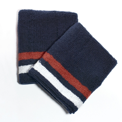 Red White Bottom Striped Quality Navy Wristbands [6 pairs]