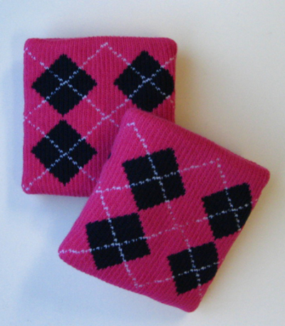 Urban Style Skaters Wrist Bands Argyle Hot Pink Navy [3pairs]