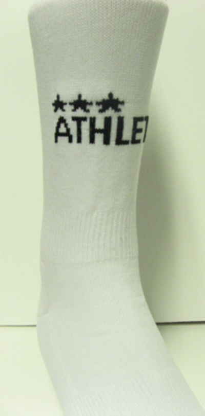Jacquard Type Custom Logo & Word White Athletic Socks