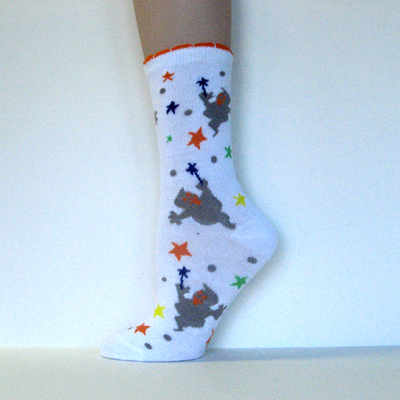 Halloween Kids Youth White Ankle Socks Ghosts and Stars [1pair]