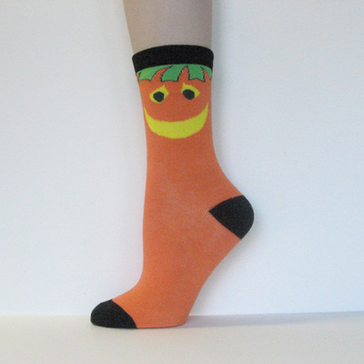 Halloween Kids Youth Orange Black Pumpkin Ankle Sock [1pair]
