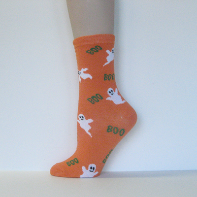 Halloween Kids Youth Booboo Ghost Socks Orange Ankle [1pair]