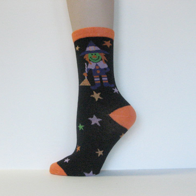 Halloween Kids Youth Black Witch Stars Ankle-high Socks [1pair]