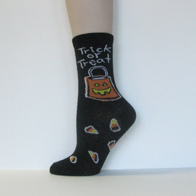 Halloween Kid Youth Black Trick-or-Treat Ankle High Sock [1pair]