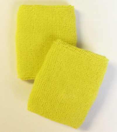 Bright Yellow 4IN Wrist Sweatband (Wristbands) Wholesale 6PAIRS