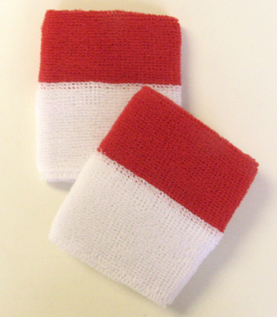Wholesale 2color Red White Sports Wristbands [6 pairs]