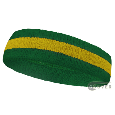 Green Yellow Green Stripe Sport Head bands Wholesale, 12 Piece