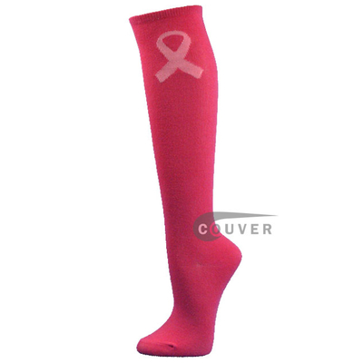 Breast Cancer Awareness Bright Pink Non-Athletic Knee Socks 6PRS