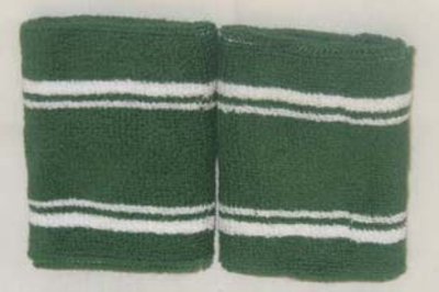 Tennis Wristbands Sweatbands Green with 4Lines Wholesale 6 Pairs