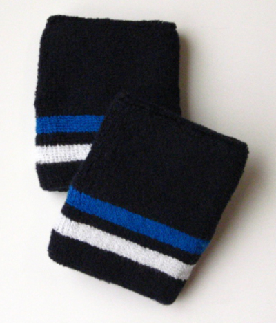 Blue White Bottom Stripe Quality Navy Wristband [6 pairs]