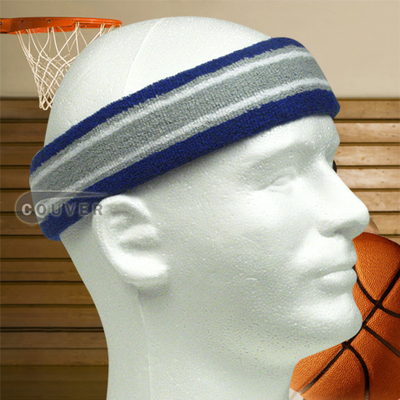Basketball Headband Pro Multicolor Blue Light Grey White 3pieces
