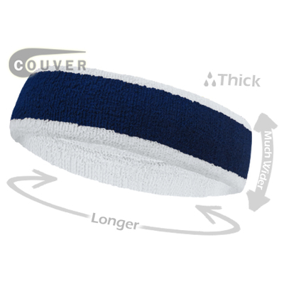 Navy with White Large  Basketball Head Sweatband 3 PIECES