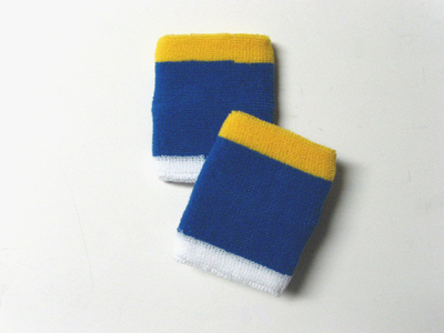 3Color Yellow White in Blue Wrist Sweat Bands Wholesale [6pairs]
