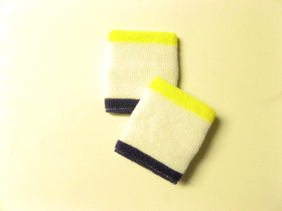 3color White with Bright Yellow Purple Wrist Sweat Band [6pairs]