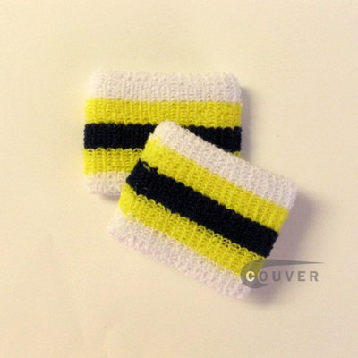 Yellow Navy White 2.5IN Striped Cheap Wristbands Wholesale COUVER 6PRs