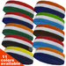 Couver Premium Quality White in Middle 3Color Head Sweatbands[12 Pieces]