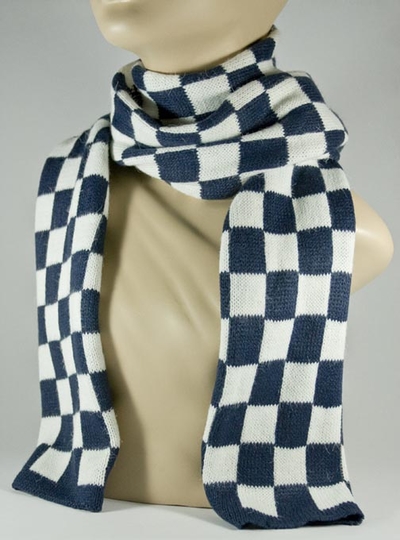 Navy and White Check Scarf for Women [1piece]