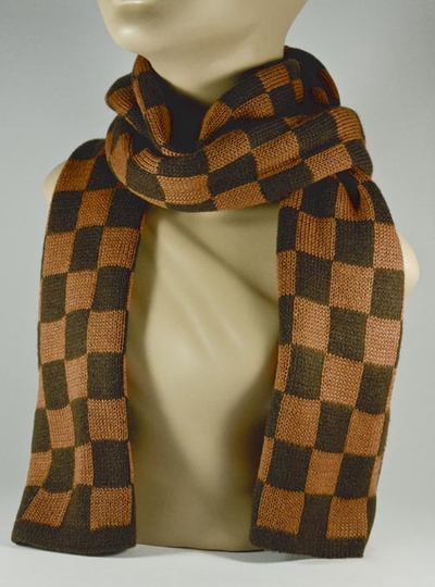 Dark Brown and Tan Check Scarf for Women [1piece]
