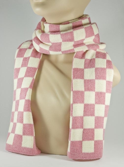 Pink and White Check Scarf for Women [1piece]