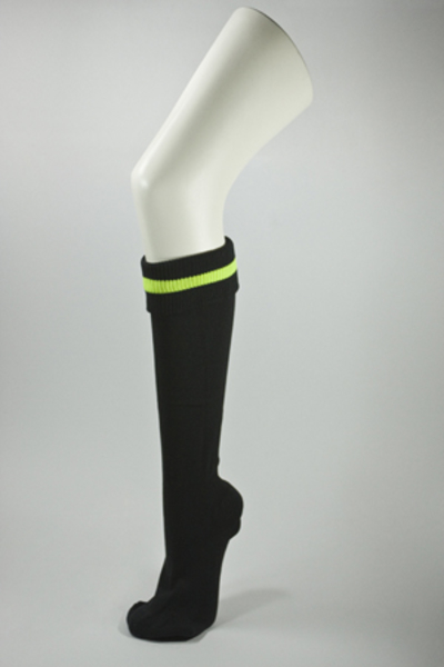 Black Soccer Socks with Neon Yellow Line  [3Pairs]