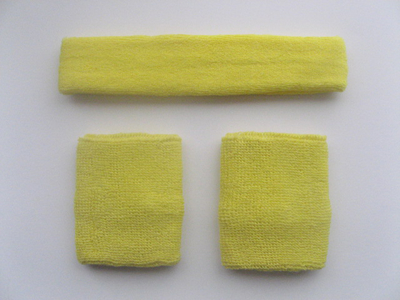 Bright Yellow Sports Headband Bright-Yellow Wristbands Set