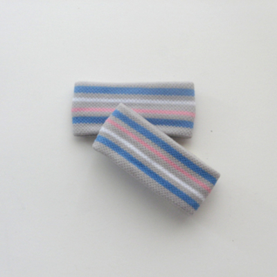 Cute Childs 1" Grey (Gray) Blue Pink Stripe Wrist bands [2pairs]