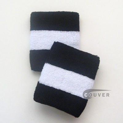 Black white black 2colored sports sweat wristbands wholesale