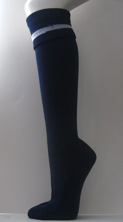 Navy with White Stripe Line Soccer Socks Knee High Length  [3Pairs]