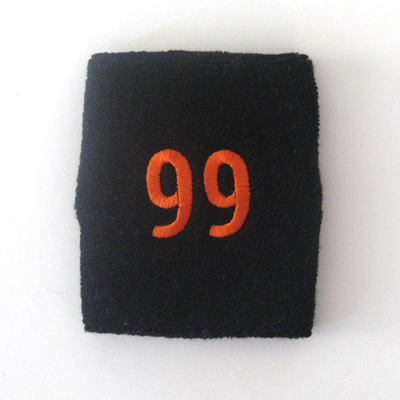 Number 99Ninety-Nine Black Sweat Wristband Custom Embroidery 1pc