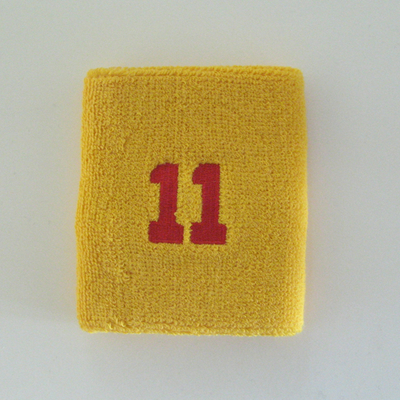 Number 11 eleven golden/mango yellow sweat wristband