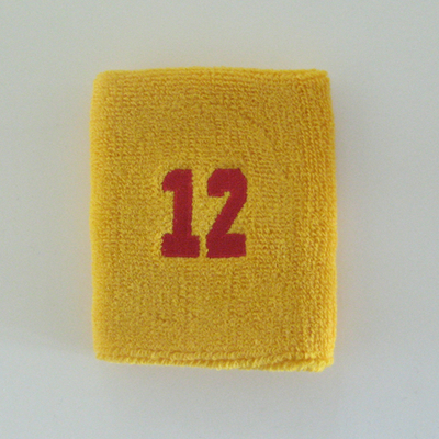 Number 12 twelve golden/mango yellow sweat wristband