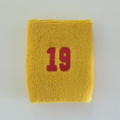 Number 19 nineteen golden mango yellow sweat wristband
