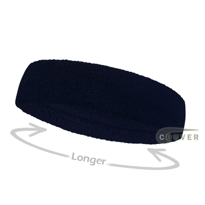 Navy long terry headbands for sports [3pieces]