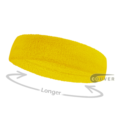 Bright yellow long terry headbands for sports [3pieces]