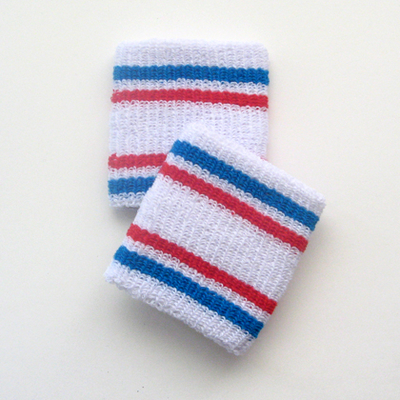 Bright blue and red stripes in white cheap wristbands wholesale