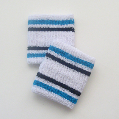 Bright sky blue and navy stripes in white cheap wristbands