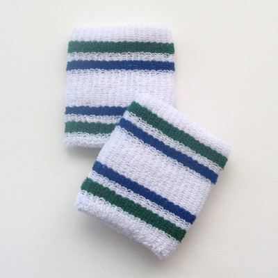 Green and blue stripes in white cheap wristbands wholesale