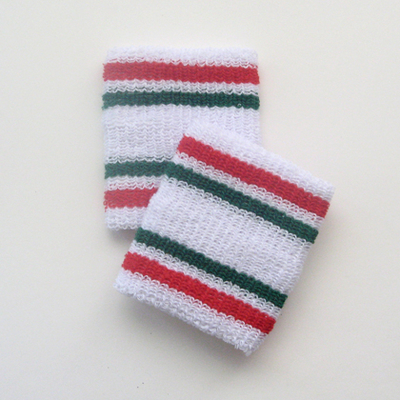 Red and green stripes in white cheap wristbands wholesale