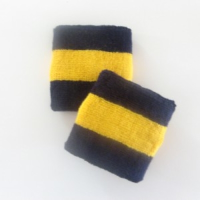 Navy golden yellow navy 2colored stripes youth sport wristbands