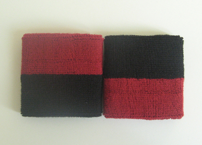 Red black 2colored youth sport sweat wristbands wholesale