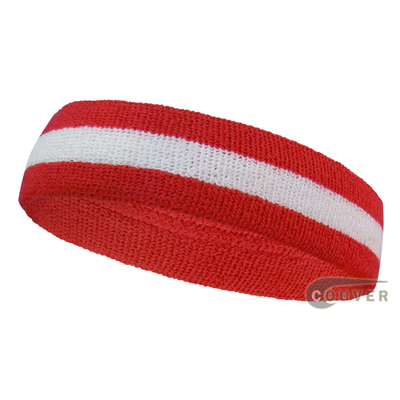 Red White Red wholesale headband sweat 2color stripe, 12 Pieces