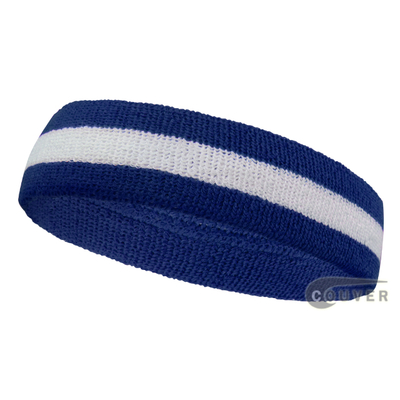 Blue White Blue wholesale headband sweat 2color stripe, 12 Pieces