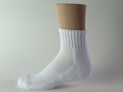White mesh sports ankle socks with cushion 3PAIRS