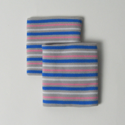 Gray with blue and pink stripe cute wrist bands for girls