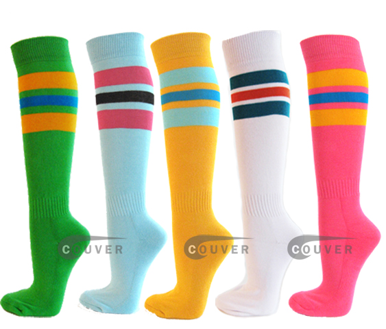 3color stripe knee softball sock