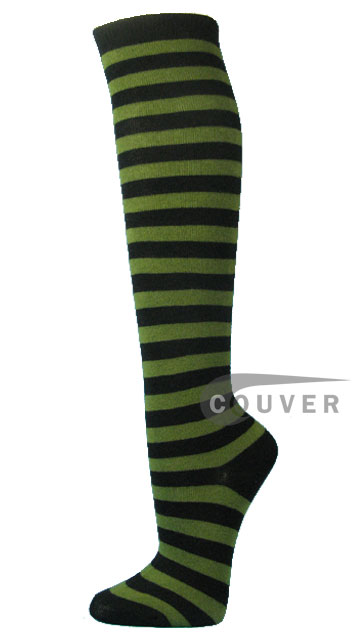 Army Green and Black Cotton Fashion Knee Sock from Couver 6PAIRS