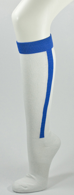 Blue Stripe in White Baseball Softball Cotton Socks [1pair]