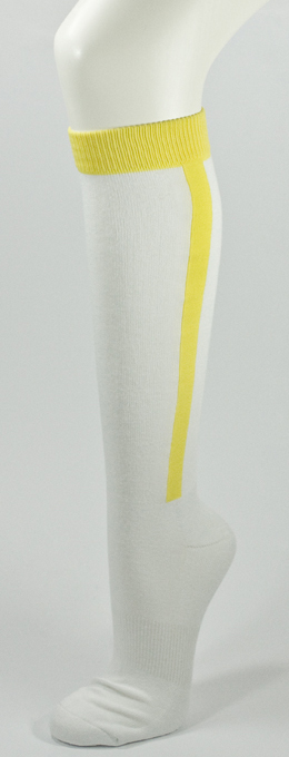 Yellow Stripe in White Baseball Softball Cotton Socks