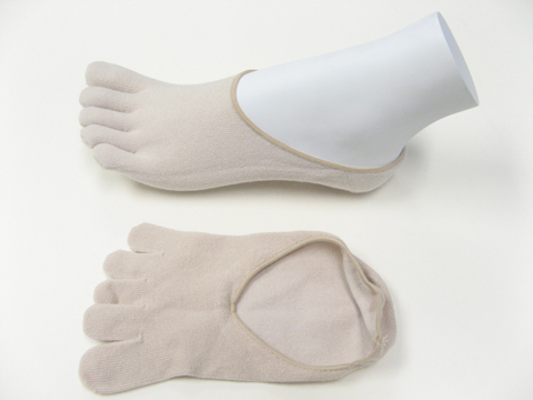Beige nude super low cut toe socks